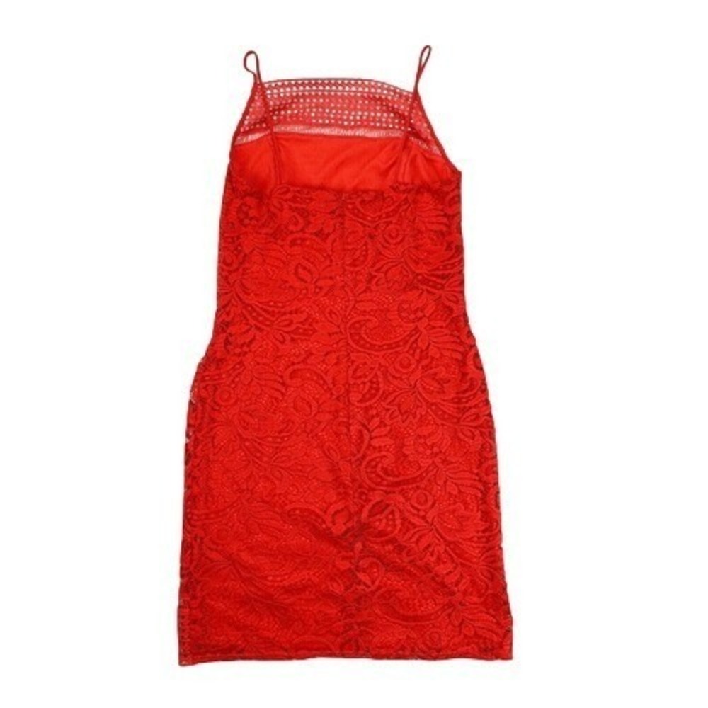 Topshop Tomato Red Lace Spaghetti Strap Bodycon Cocktail Dress Size 6 - Picture 2 of 7